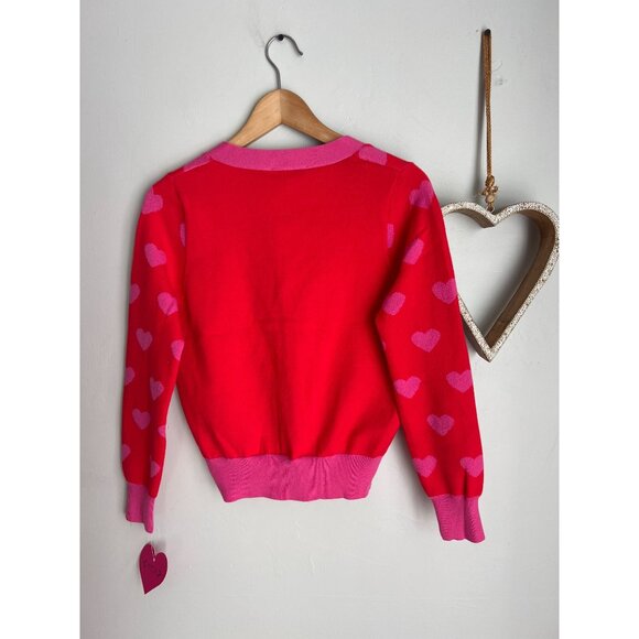 Nanette Lepore Womens Button Front Crop V-Neck Cardigan XTRA-SMALL Heart Pink - Picture 2 of 10